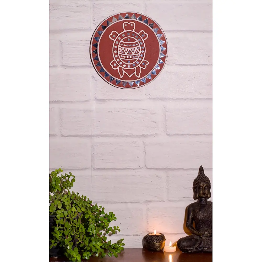Shop Kutch Lippan Mud Work Tortoise 10 inches Round Wall Plate - Terracotta