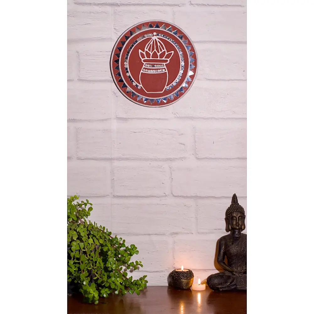 Shop Kutch Lippan Mud Work Kalash 10 inches Round Wall Plate - Terracotta