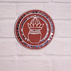Home And Living | Handmade ~ Kutch Lippan Mud Work Kalash - Terracotta