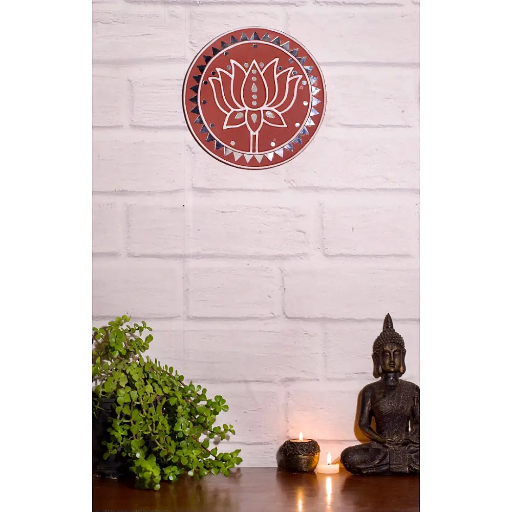 Shop Kutch Lippan Mud Work Lotus - Terracotta