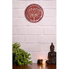 Home And Living | Handmade ~ Kutch Lippan Mud Work Lotus - Terracotta