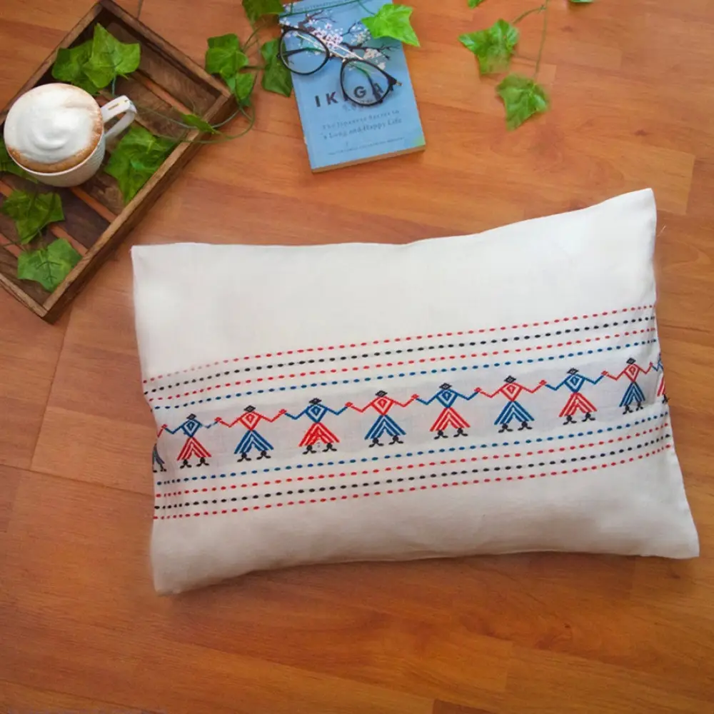 Shop  Asomiya Handwoven Cotton Cushion Cover with all-over Tribal motif 14 x 20 inches