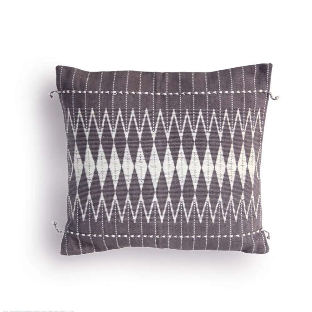 Shop Handwoven Dzukou Grey and White Cotton Cushion Cover