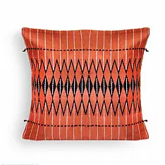 Home And Living | Handwoven Dzukou Orange and Black Tribal Cushion Cover