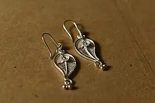 Shashi | Filigree Silver Earring - Paan Shape 