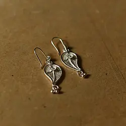 Shashi | Filigree Silver Earring - Paan Shape 