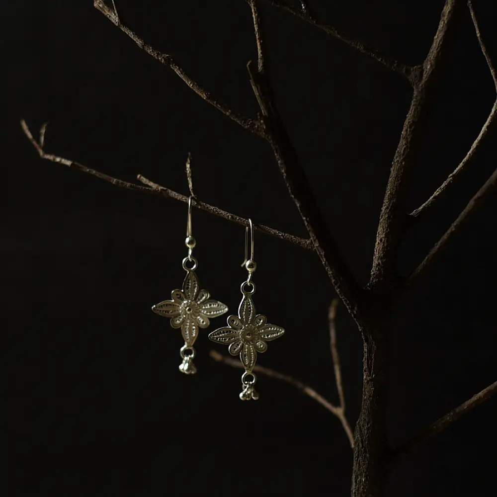 Shop Handcrafted Silver Earring - Flower 