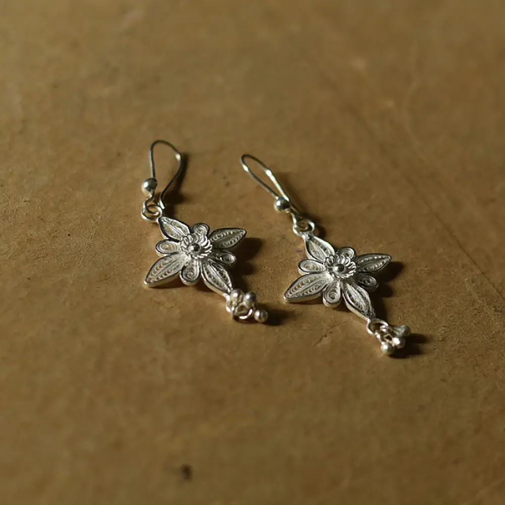 Shop Handcrafted Silver Earring - Flower 