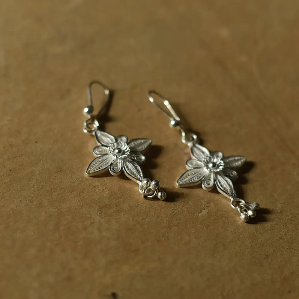 Shop Handcrafted Silver Earring - Flower 