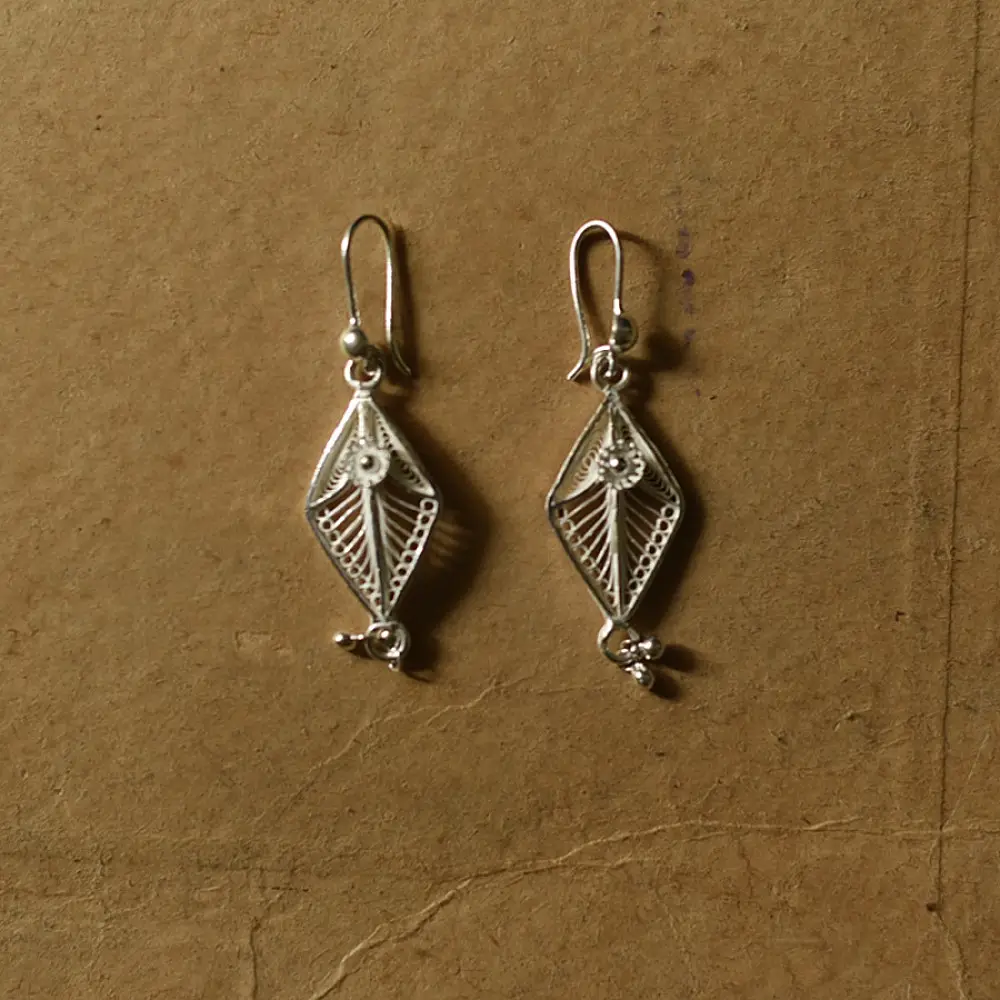 Shop Filigree Silver Earring ~ Dimond Shape