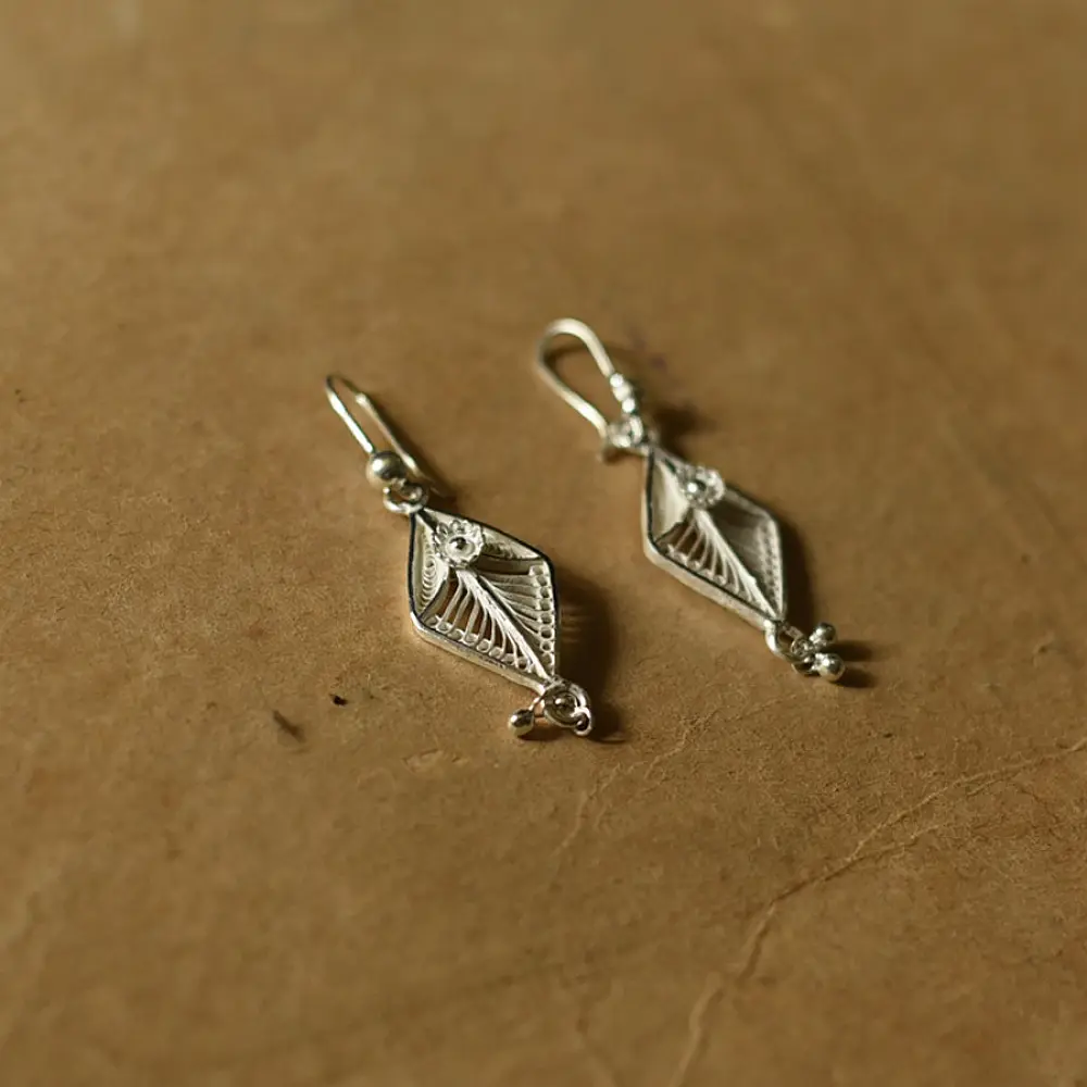 Shop Filigree Silver Earring ~ Dimond Shape