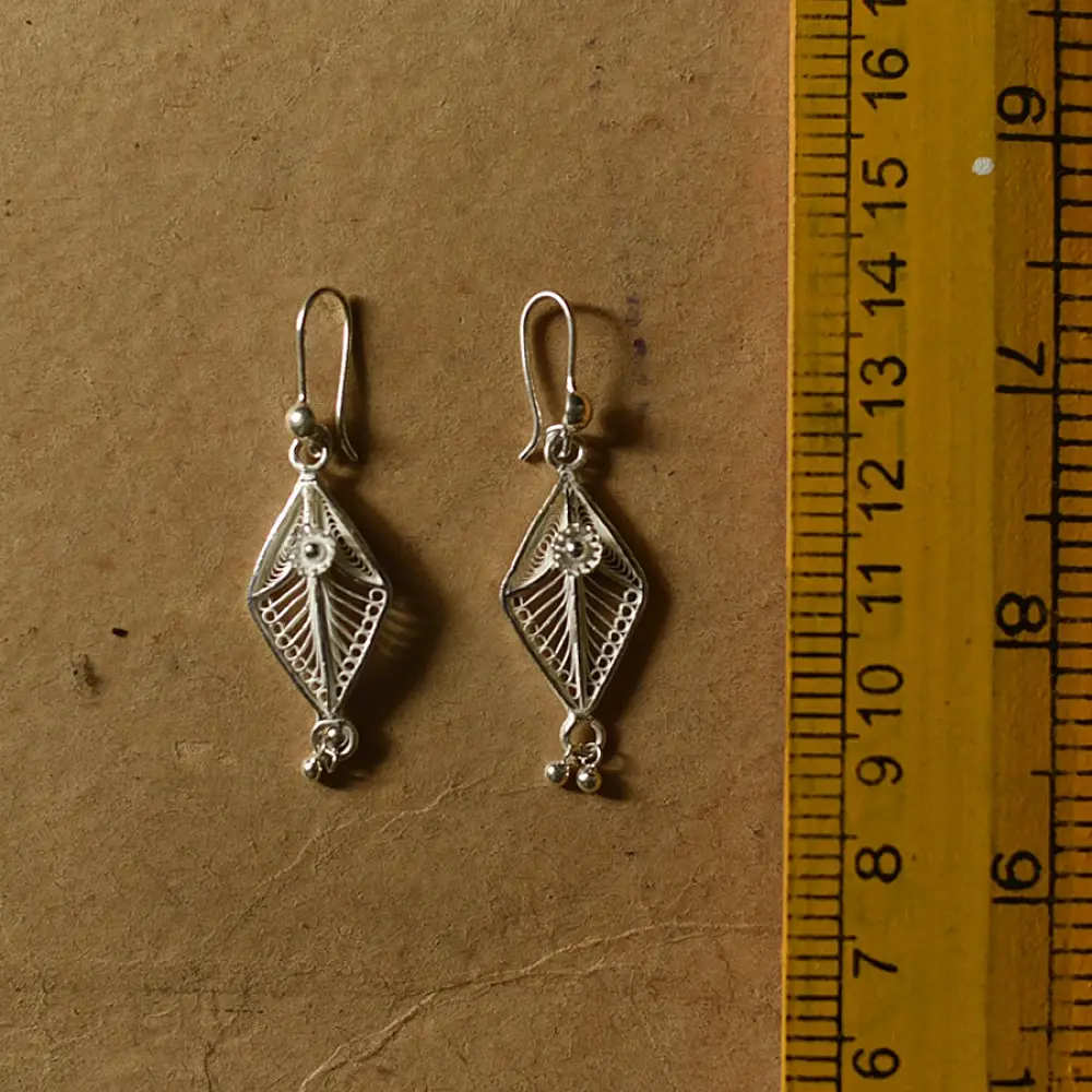 Shop Filigree Silver Earring ~ Dimond Shape