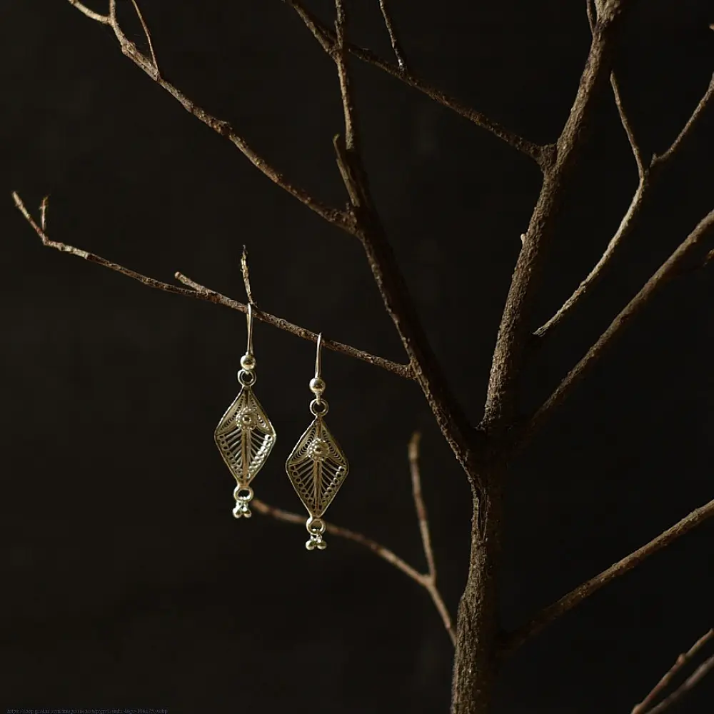 Shop Filigree Silver Earring ~ Dimond Shape