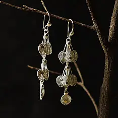 Shashi | Filigree Silver Earring - Peacock Feather