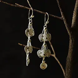 Shashi | Filigree Silver Earring - Peacock Feather