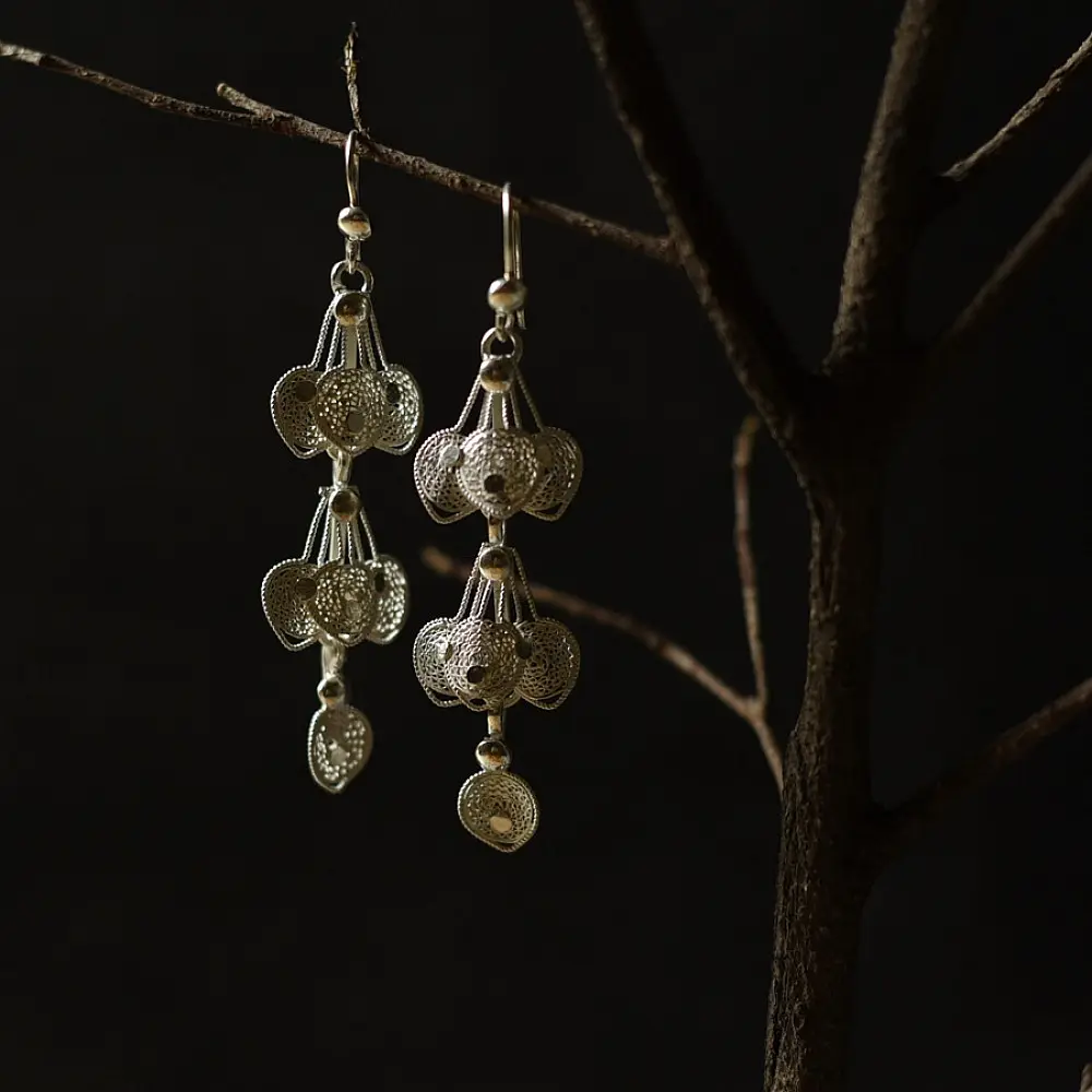 Shop Filigree Silver Earring - Peacock Feather
