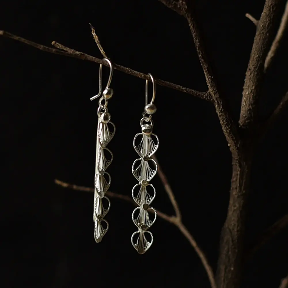 Shop Handcrafted Filigree Silver Earring - Heart Shape