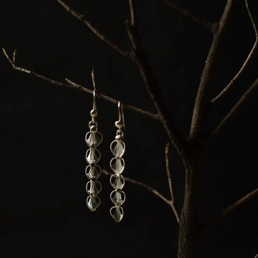 Shop Handcrafted Filigree Silver Earring - Heart Shape