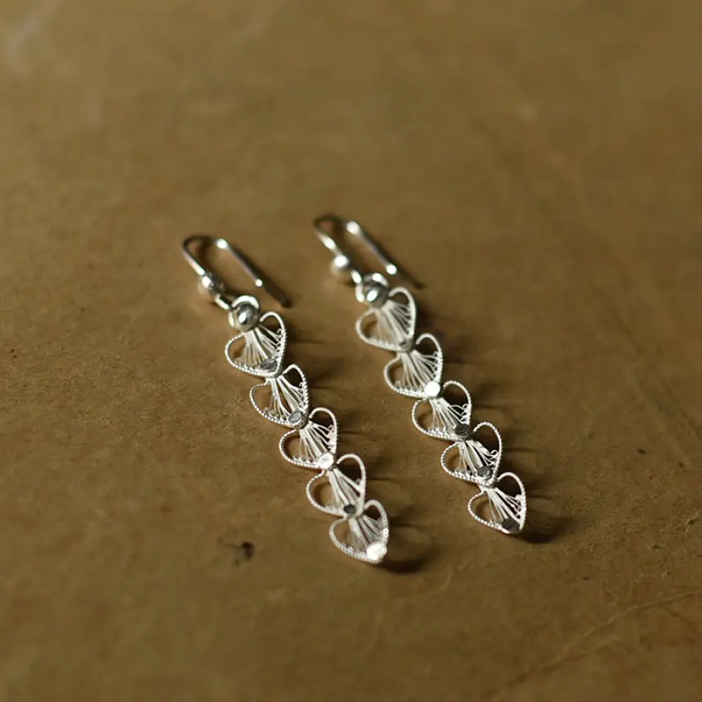 Shop Handcrafted Filigree Silver Earring - Heart Shape