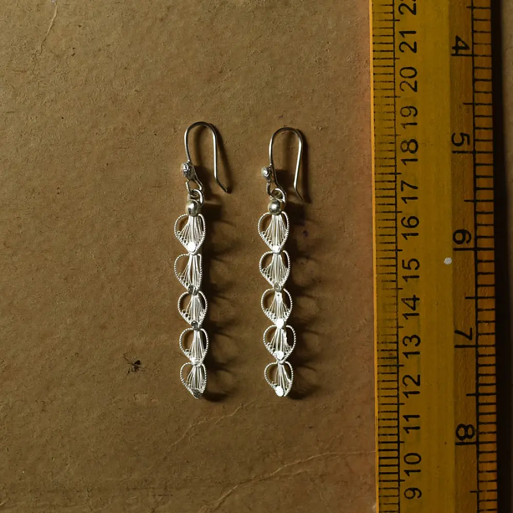Shop Handcrafted Filigree Silver Earring - Heart Shape