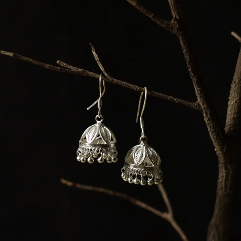 Shop Filigree Crafted Silver Jhumka Earring 