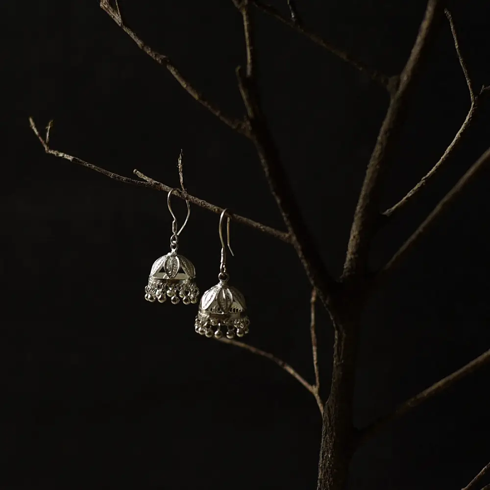 Shop Filigree Crafted Silver Jhumka Earring 