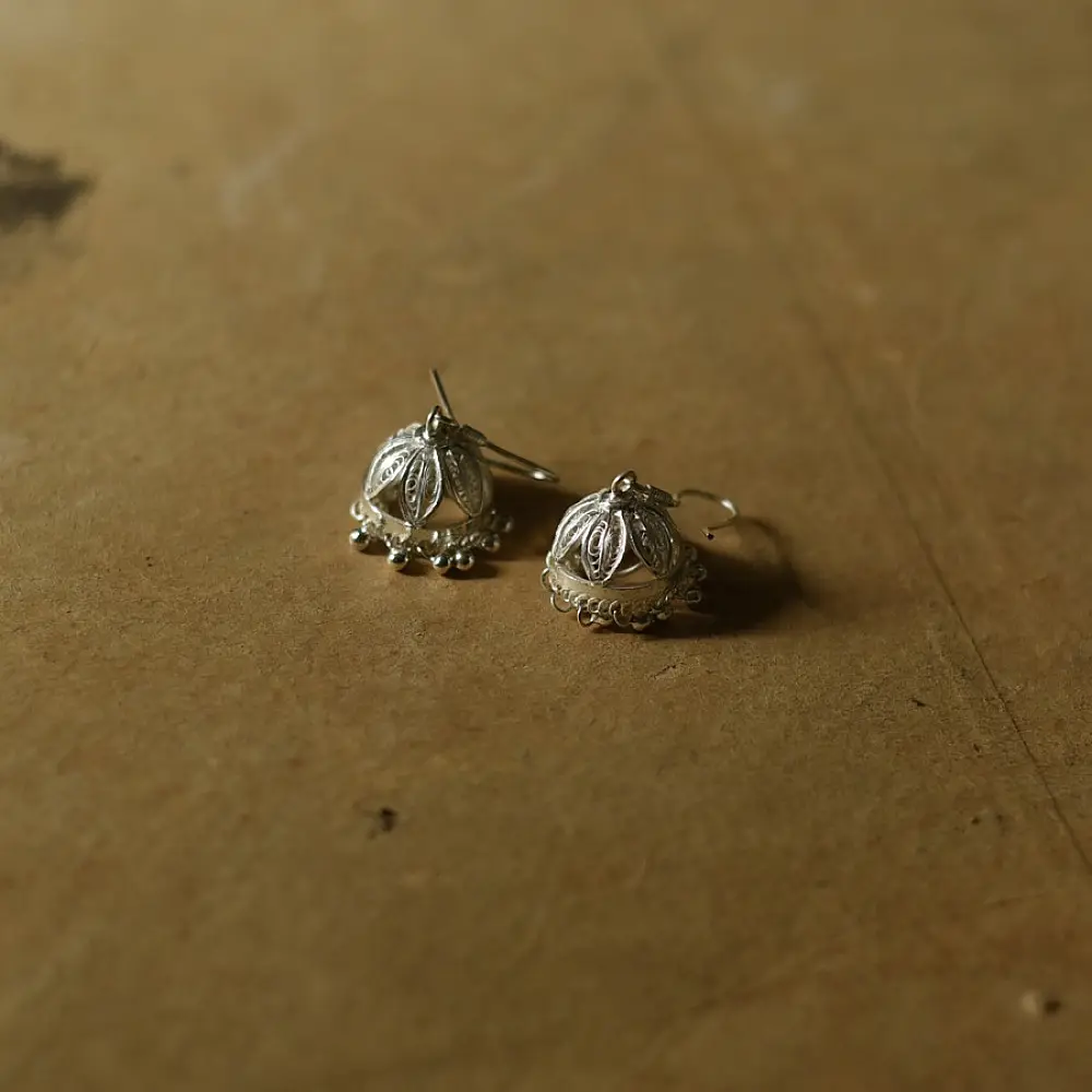 Shop Filigree Crafted Silver Jhumka Earring 