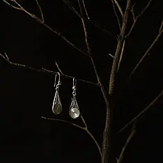 Shashi | Filigree Silver Earrings - Drop Shape