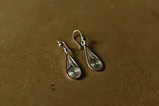 Shashi | Filigree Silver Earrings - Drop Shape