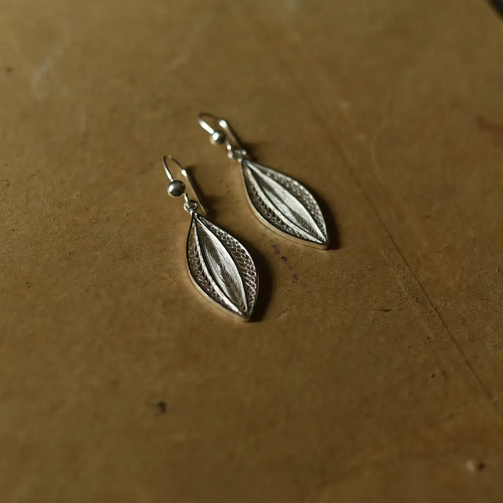 Shop Handcrafted Silver Earrings - Leaf Shape 