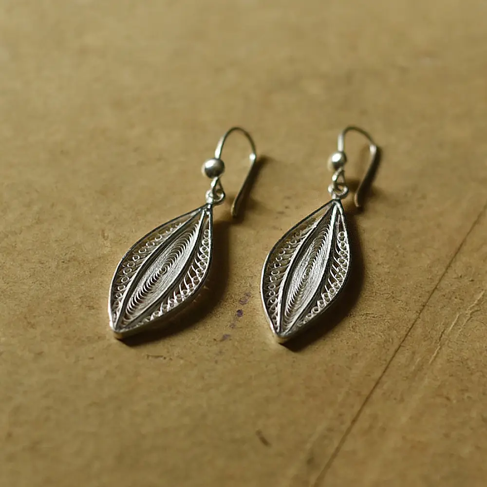 Shop Handcrafted Silver Earrings - Leaf Shape 