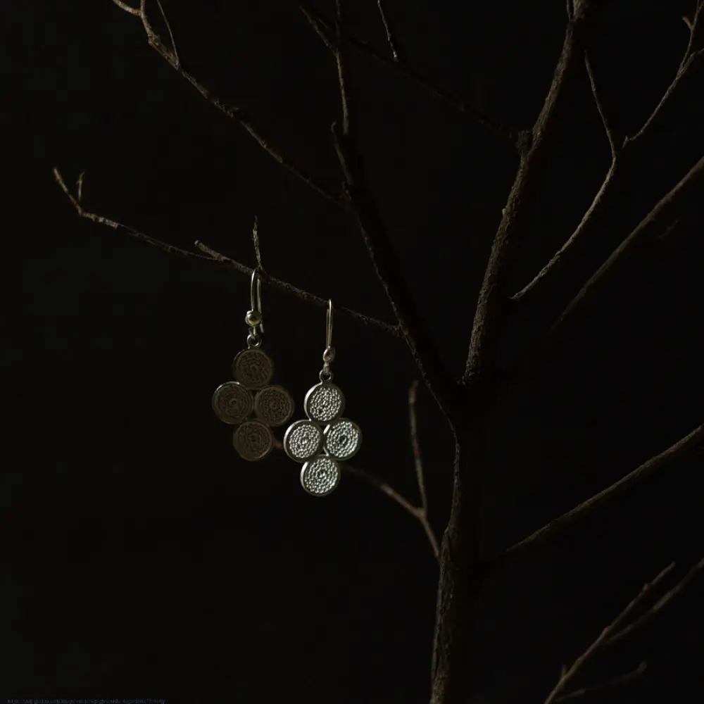 Shop Handcrafted Silver Earring  Four Circle