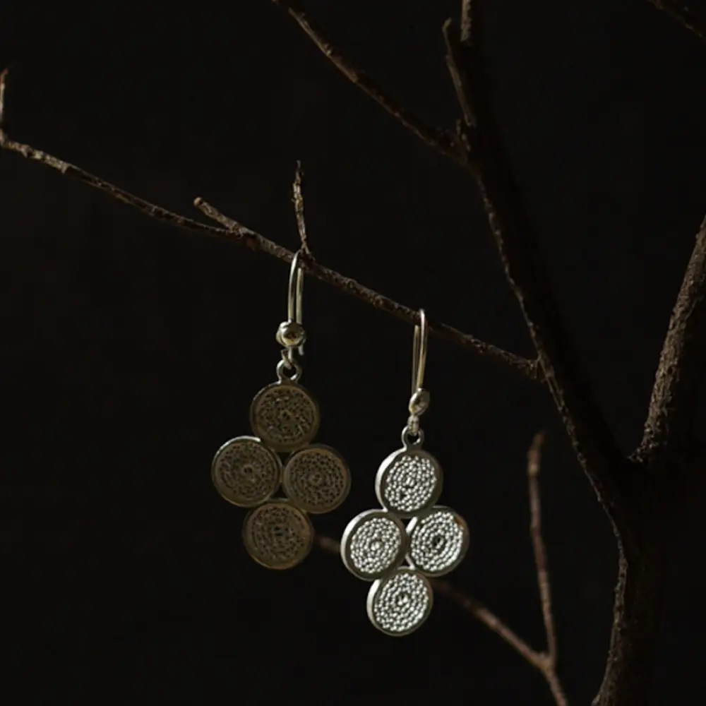 Shop Handcrafted Silver Earring  Four Circle