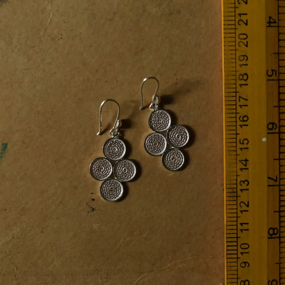 Shop Handcrafted Silver Earring  Four Circle
