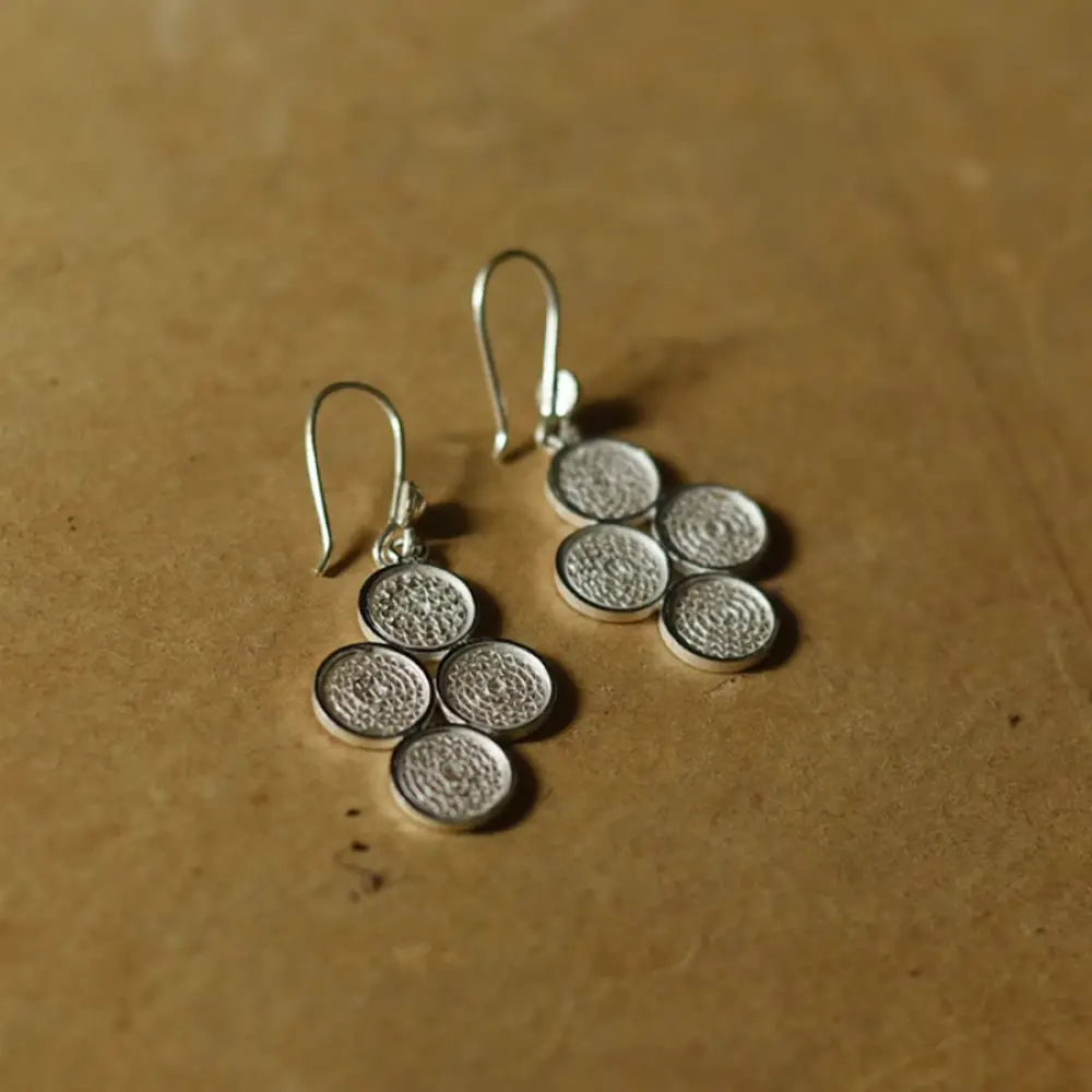 Shop Handcrafted Silver Earring  Four Circle