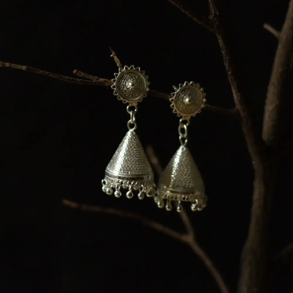 Shop Handcrafted Silver Earring - Jhumka 