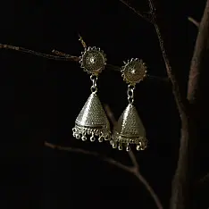 Shashi | Filigree Silver Earring - Jhumka