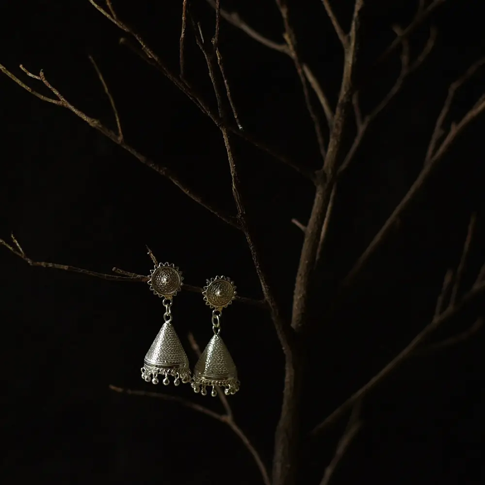 Shop Handcrafted Silver Earring - Jhumka 