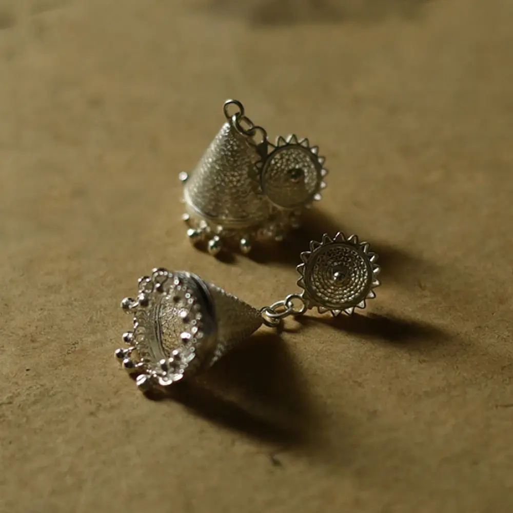 Shop Handcrafted Silver Earring - Jhumka 