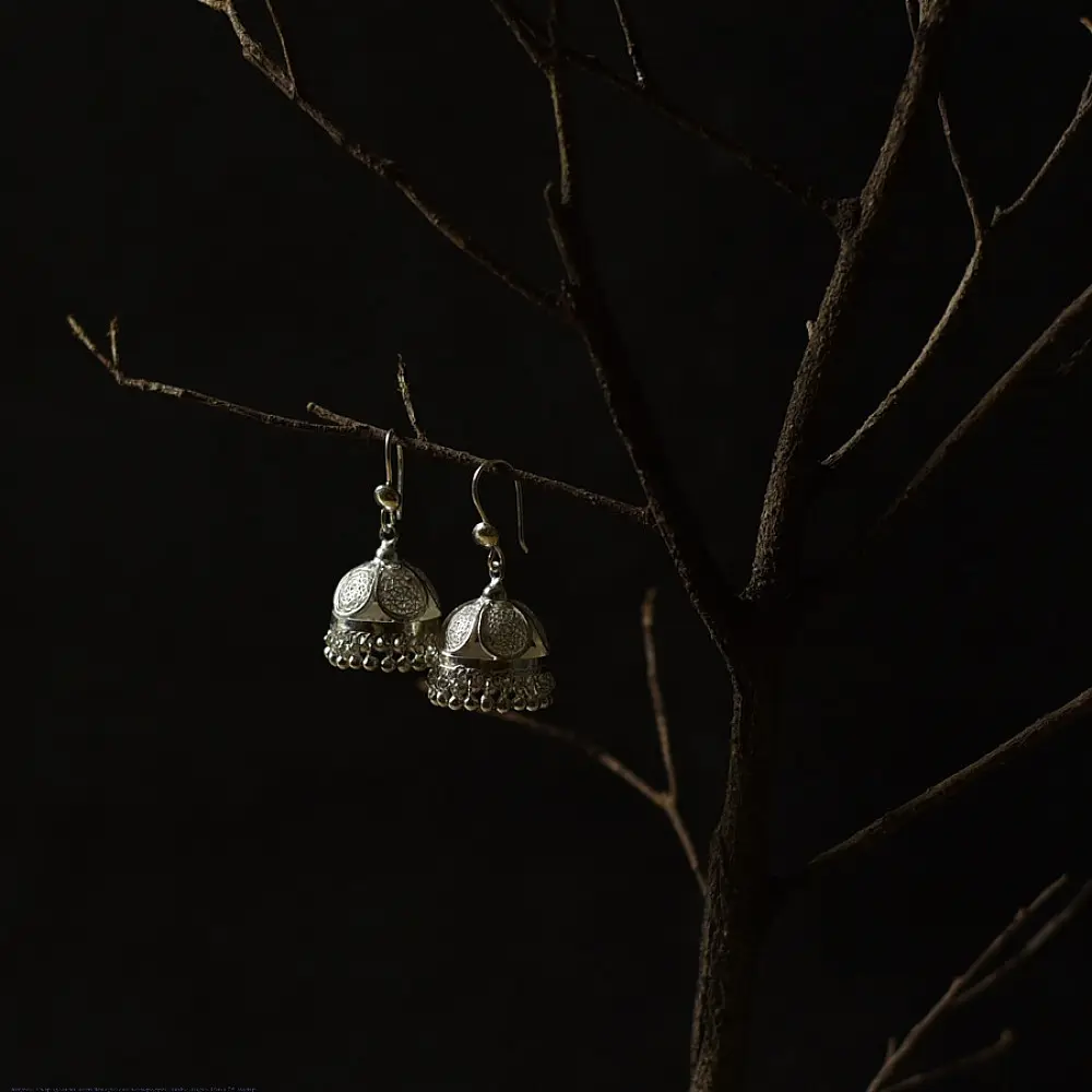 Shop Filigree Handcrafted Silver Earring - Jhumka