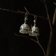 Shashi | Filigree Handcrafted Silver Earring - Jhumka