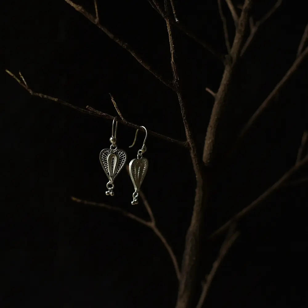 Shop Handcrafted Silver Earring - Heart Shape 