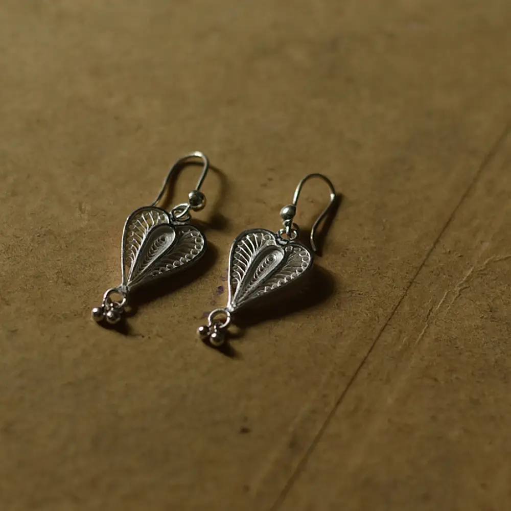 Shop Handcrafted Silver Earring - Heart Shape 