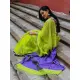 Silk cotton handloom saree - Parrot Green