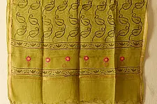 Block Printed Kota Cotton | Kota Doria Dupatta - (Options - Yellow, Indigo, Green, Purple)