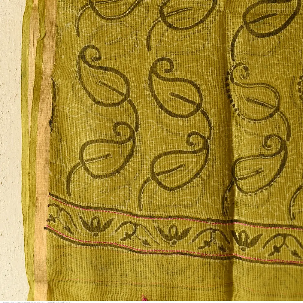 shop Block Printed Kota Cotton | Kota Doria Dupatta - Options - Yellow, Indigo, Green