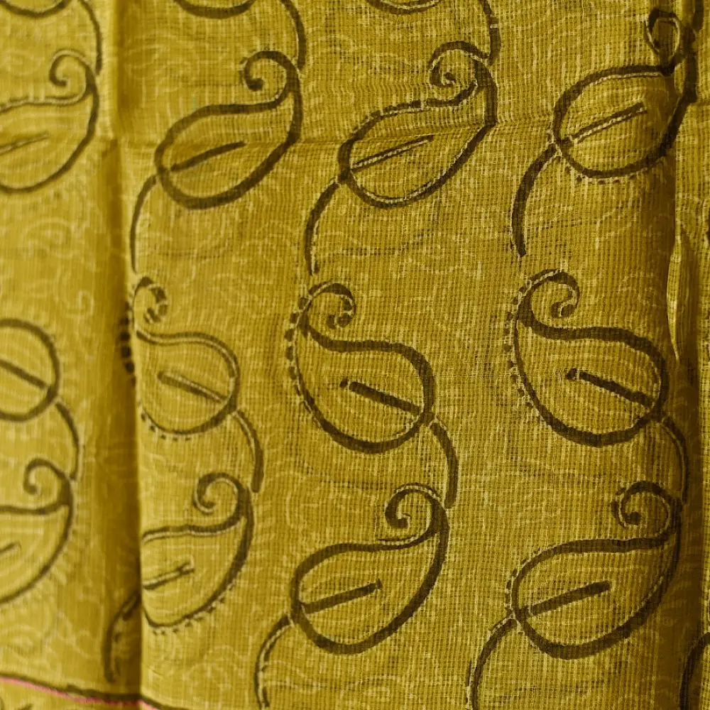 shop Block Printed Kota Cotton | Kota Doria Dupatta - Options - Yellow, Indigo, Green