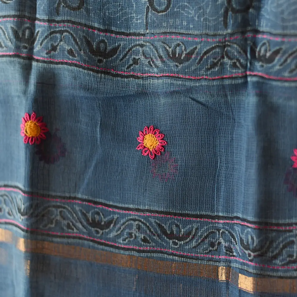 shop Block Printed Kota Cotton | Kota Doria Dupatta - Options - Yellow, Indigo, Green