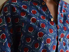 Sanganeri Shirt ✯ Pure Cotton - Block Printed Shirt ~ Blue