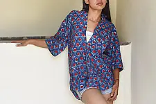 Sanganeri Shirt ✯ Pure Cotton - Block Printed Shirt ~ Blue